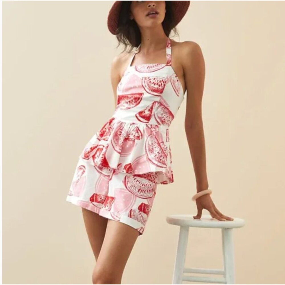 ⭐️ 🌻 Eva Franco Watermelon Hipster Hippie Chic Farmhouse Deco Top Shorts Set